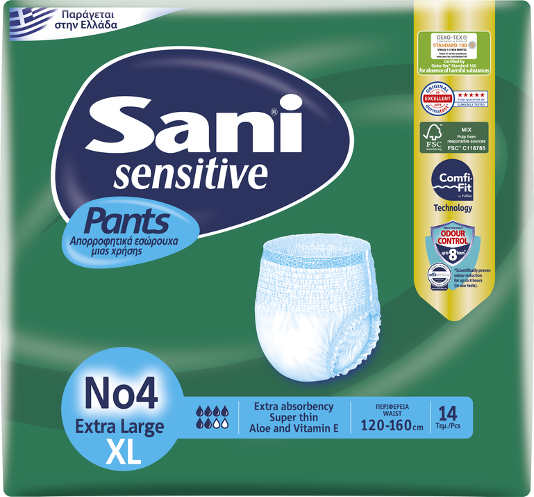 SANI - SENSITIVE Pants Ελαστικό Εσώρουχο Ακράτειας Extra Large No4 - 14τεμ.